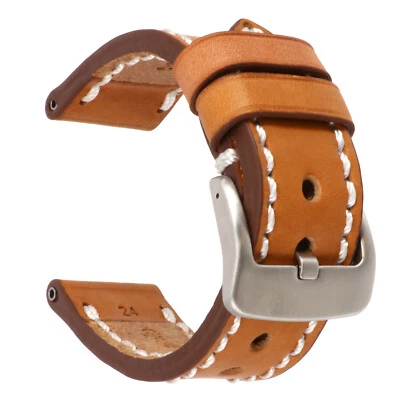 24mm NEW COW Leather Strap Light Brown Watch Band for fits PANERAI White Tang P - Image 1 of 4