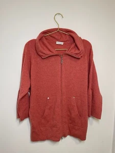 Brunello Cucinelli Damen Kaschmir Strickjacke Reißverschluss Pullover Orange Wasserfallausschnitt - Bild 1 von 10