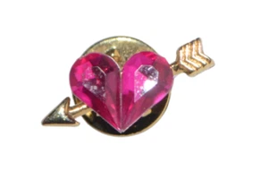 Heart with Arrow Thru It Tack Pin Pink Fuscha Butterfly Cluch Small 3/4" - Picture 1 of 4