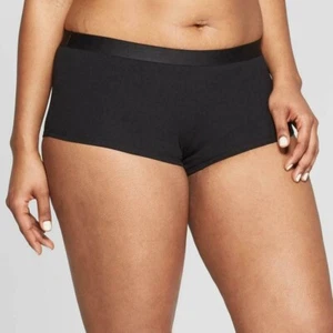 NWT Women's Cotton Ribbed Boy Shorts - Auden™ Black S SKU 10000000042 - Picture 1 of 1