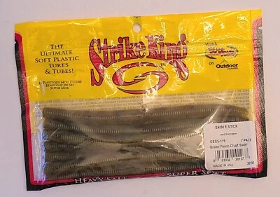 Strike King Shim-E-Stick Softbait, 5", GREEN PUMPKIN CHARTUESE SWIRL, Pack de 7 Foto 1 de 2