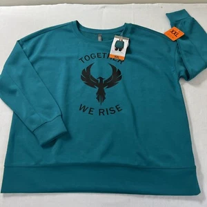 Mondetta Pullover Womens XXL Crewneck Scuba Aqua Green Long Sleeve Sweatshirt - Picture 1 of 14