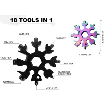 18-in-1 Snowflake Multi-Tool Gadget For Pocket Screwdriver Great Gift For Men - Image 1 of 4