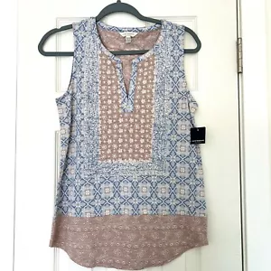 Lucky Brand Women's Printed V Neck Tank Top Purple Sz XS Boho Sleeveless - Picture 1 of 7