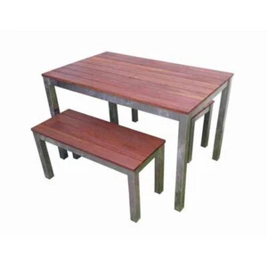 Stainless Steel Timber Furniture Alternative Galvanised 1200mm Table Bench Set - Picture 1 of 1