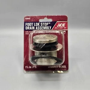Foot Lok Stop Drain Assembly 1.5" I.P.S Brushed Nickel Finish #4230421 - Picture 1 of 6
