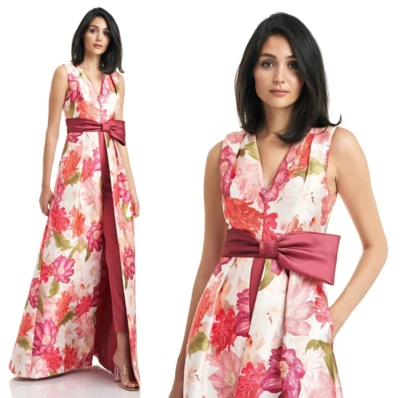 KAY UNGER MELANIE WALK THRU MONO CON MAXI SUPERPOSICIÓN FALDA VESTIDO talla 4 $338 Foto 1 de 4