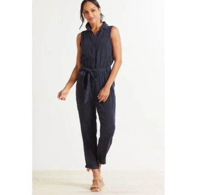 Cloth & Stone Women’s Small ~ Dark Navy Sleeveless Belted Jumpsuit Overalls - Image 1 of 4