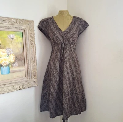 Vestido Midi Vintage Eddie Bauer Marrón Floral Algodón Cintura Imperio Boho Cottage 6 Foto 1 de 4