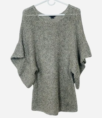 Suéter túnica manga kimono gris dorado mezcla lana alpaca cebra Theory Davini talla M Foto 1 de 4