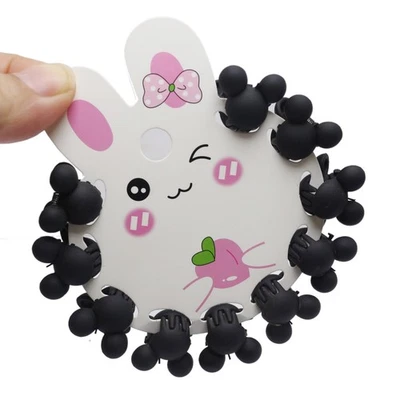 20  Matte Black Plastic Cute Small Mouse Head Hair Claw Clamp 20mmMini Hair Clip - Image 1 of 4