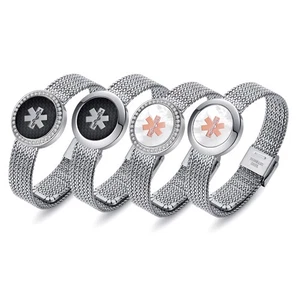 CUSTOM ENGRAVE! Medical ID Carbon Fiber or MOP Stainless Steel Mesh Bracelets - Picture 1 of 19