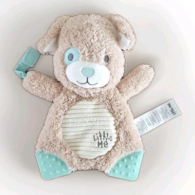 Little Me Tan Puppy Stuffed Plush Teething Toy Lovey Pacifier Holder 10” - Image 1 of 4