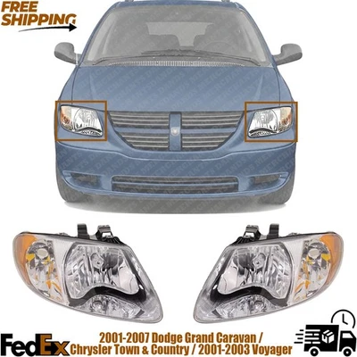 Juego de luces delanteras derecha y derecha Dodge CARAVAN 2001-2007 | Conjunto, halógeno, 113 pulgadas WB Foto 1 de 4