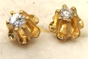 HERMOSO PENDIENTE DIAMANTE ORO AMARILLO 14k sólido - Imagen 1 de 6