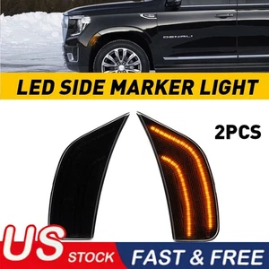 Full LED Front Smoke White Side Marker Lights For 2021-2023 Escalade Yukon XL US - Picture 1 of 11