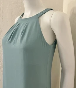 NWT WHBM Aqua Waterfall Chiffon Asymmetrical Hem Halter Cocktail Dress Size 0 - Picture 1 of 15