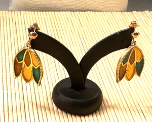 Promi Ohrringe Faux Buntglas Kunststoff Tulpe goldfarben durchbohrt Tropfen Set 39 - Bild 1 von 3