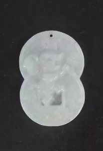 Unique natural jade handmade carved jade coin pig pendant - Picture 1 of 9