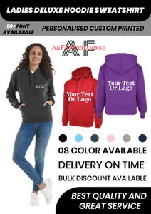 Personalised Ladies Hoodie Custom Printed your text logo hen Top Workwear Gifts - Picture 1 of 9