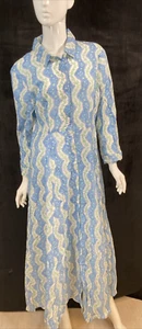 Abito donna Julia Amory blu tasche laterali 100% cotone made in India, taglia L - Foto 1 di 12