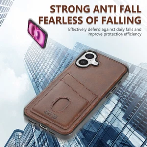 Funda protectora de cuero con ranura para tarjeta de PC a prueba de golpes para iPhone 16 15 Pro Max 14 13 12 11 - Imagen 1 de 17