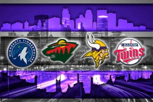 Minnesota Sports Poster, Minnesota Vikings, Twins, Timberwolves, Wild - Picture 1 of 5