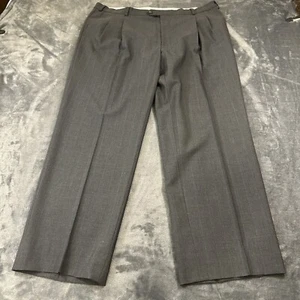 Stafford Dress Pants Mens 40x3028.5" Dark Gray Blue Check Slacks Wool Blend - Picture 1 of 12