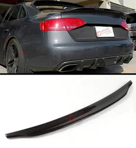 FOR 2013-2016 AUDI A4 HIGH KICK DUCKBILL REAL CARBON FIBER TRUNK SPOILER WING - Picture 1 of 3