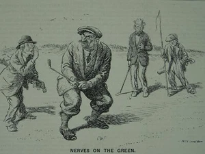 Post WW1 GOLF THEME - NERVES ON THE GREEN Original Print 1920 Cartoon - Picture 1 of 2