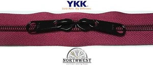 YKK Nylon Coil Zipper Tape # 10 Burgundy 25 yards with 25 Black Zipper Sliders - Picture 1 of 1