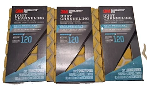 3 3M Pro Grade Sanding Sponges 120 MED Grit Clog Resist Dust Channel 2.5x4.5x1" - Picture 1 of 4