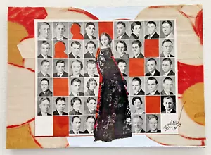 Klasse von 47 - Original Mischtechnik Collage auf Karton Surrealismus Kunst 5" x 7" - Bild 1 von 4