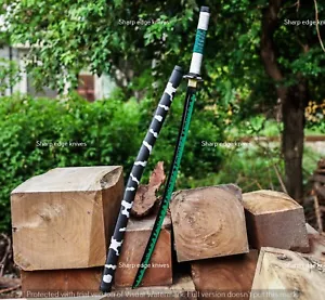 40''Black&White Katana Clay Tempered T10 Japanese Samurai Functional Sharp Sword - Picture 1 of 11