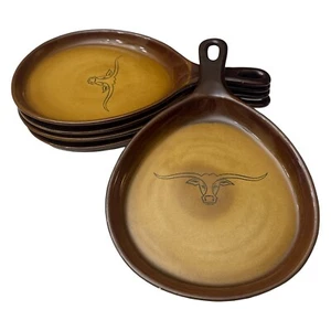 5 piatti da portata vintage in ceramica marrone Monmouth Western Longhorn Bull vassoio - Foto 1 di 8