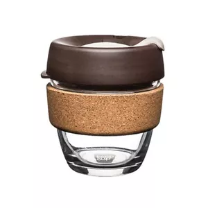KeepCup Brew Cork Changemakers 227ml Glass Cup Travel Drink Mug Small Almond - Picture 1 of 1