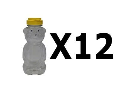 Plastic Squeeze Bear Bottle Container 12 OZ Honey Bee Jar Dispenser ~ 12 PK