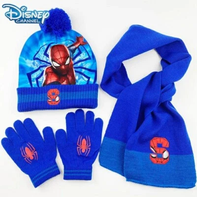 Bonnet spiderman ou minion avec gant echarpe ensemble hiver enfant de 3 a 9 ans