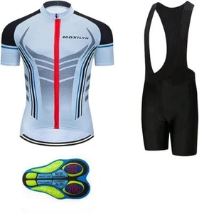 (USA Seller) Junior Men's Cycling Short Sleeve Bicycle Jersey Shirt + Bib Set - Picture 1 of 3