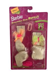 1994 Barbie Doll CUT & STYLE ATTACHABLE HAIR REFILLS Blonde Hair Bows Brush