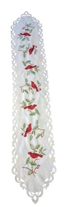 Cardinal Embroidered Table Runner Cardinal & Holly Christmas 69"x13 1/4" - Picture 1 of 3