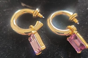Pendientes perforados colgantes de cristal púrpura de lujo Oscar de la Renta - Imagen 1 de 3