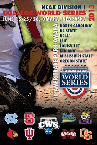 NCAA Baseball 2013 College World Series 24x36 Event POSTER - UCLA, NC State + Cover