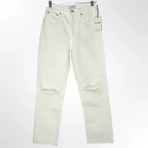 Re/Done 70s Stove Pipe Damen Jeans 25 weiß Baumwolle distressed roher Saum Button Fly - Bild 1 von 21