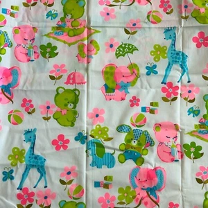 Baby Kids Fabric Animals Teddy Bear Novelty Print Neon Colors 44 wide by 2+ Yard - Picture 1 of 17