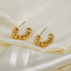 18ct Gold-Plated Twisted Half Hoop Stud Earrings (Design 2)