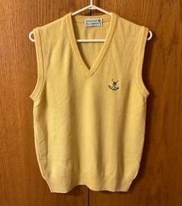Glenmuir Golf men’s pure lambswool yellow vest size small Morfontaine monogram - Picture 1 of 6