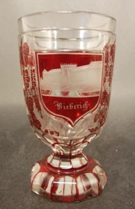 Biedermeier - Glas Fußbecher m. Rheinansichten,19.Jh. Bieberich Koblenz Nonnenw. - Bild 1 von 1