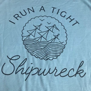 Unisex Sweatshirt Large Long Sleeve Blue I Run A Tight Shipwreck Sailboats Yacht - Picture 1 of 3