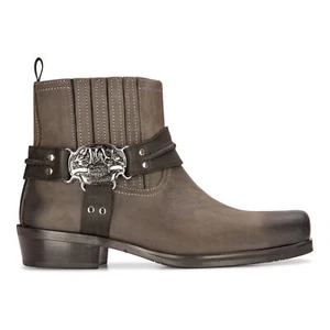 Herren Leder Cowboy Stiefeletten Braun Biker Western Eckige Zehe Jagdstiefel - Bild 1 von 5
